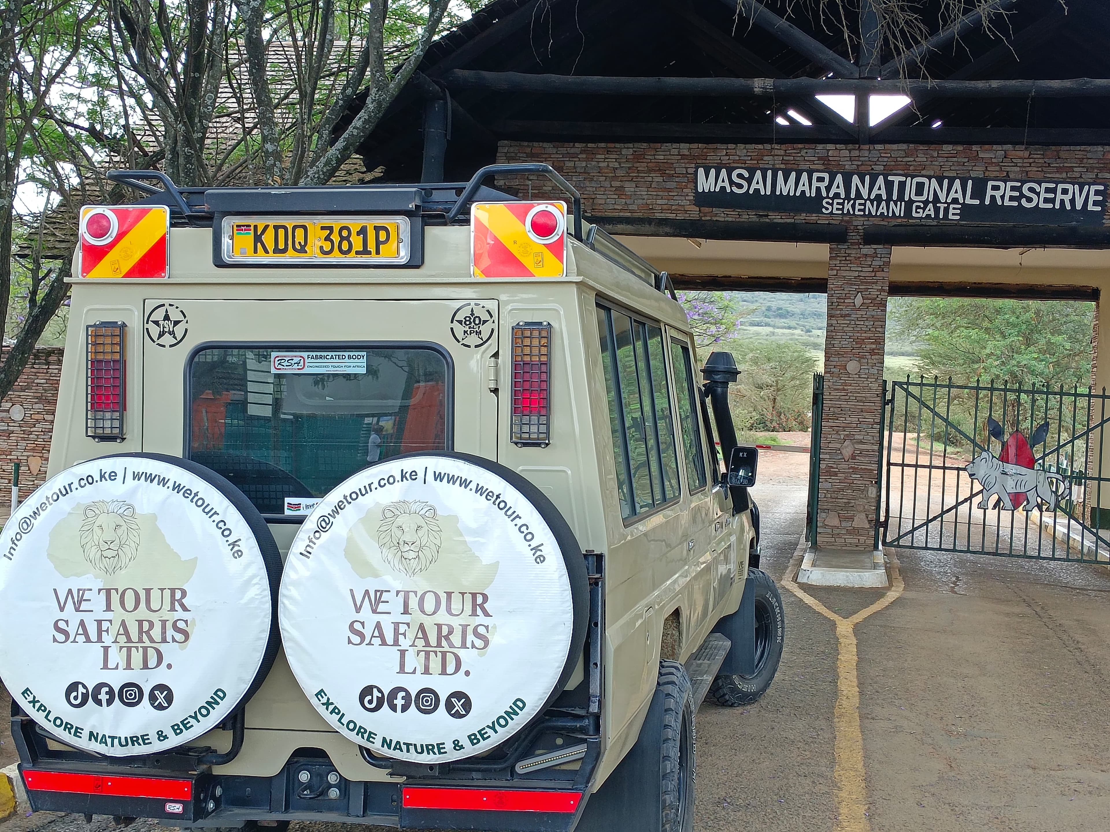 We Tour Safaris cruiser at the Masai Mara Sekenani Gate